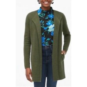 NWT J. CREW Olive Green Vanessa Open Front Pocket Sweater Jacket (Sz S)